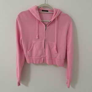 Brandy Melville pink crop zip up